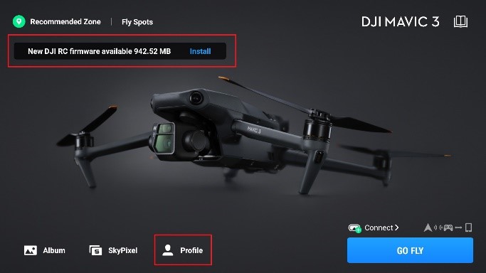 grafika aplikacji DJI FLY z dronem