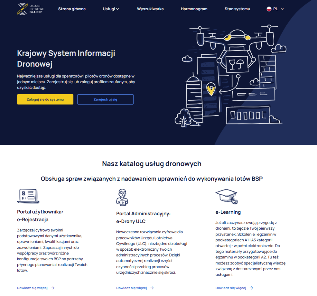 zrzut ekranu ze strony drony.gov.pl