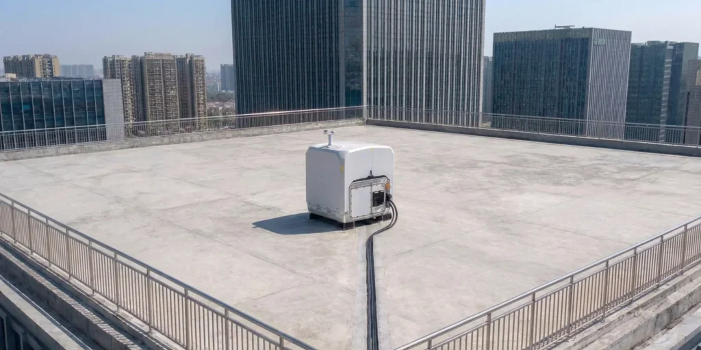 DJI Dock 4 na dachu budynku